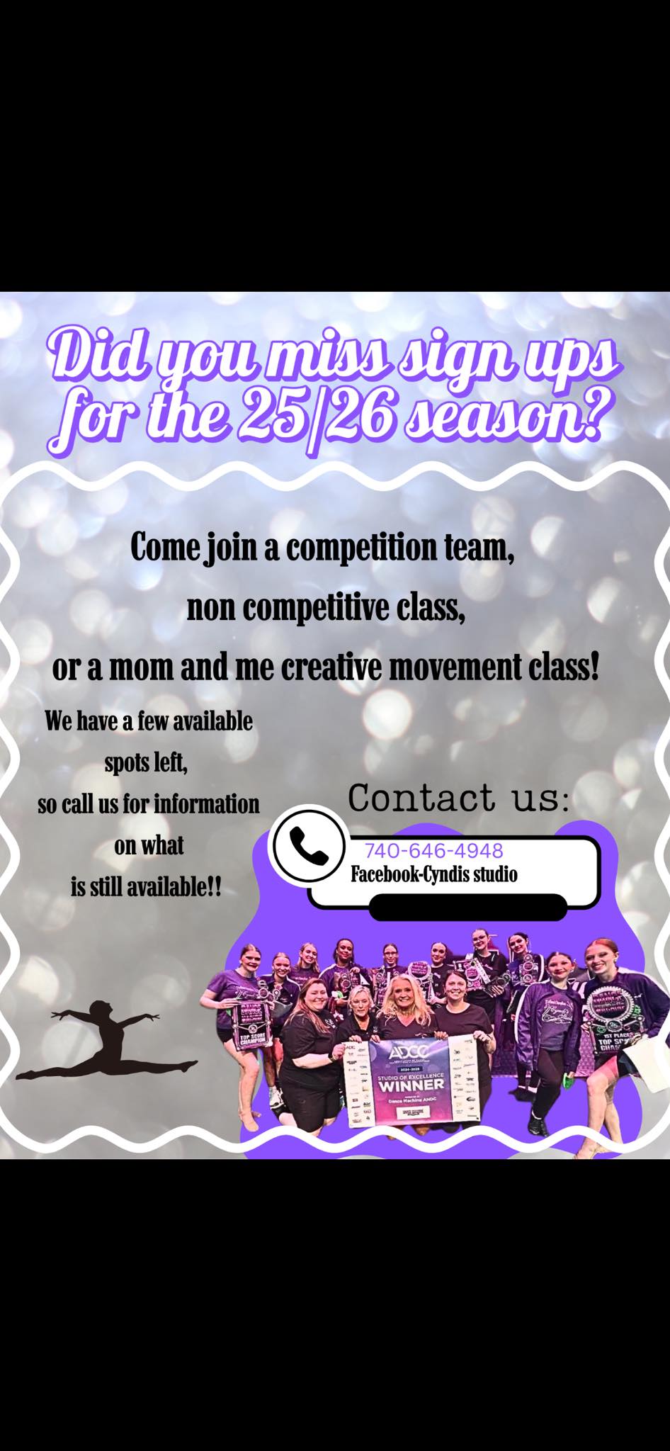 Cyndi's studio registration. Dance studio, dance academy, Ironton, Ohio. Ashland, Ky. Huntington, WV. Russell, Ky, Portsmouth, Ohio, Wheelersburg, Ohio, South Point Ohio dance studio. Baton twirling studio. Tumbling studio.